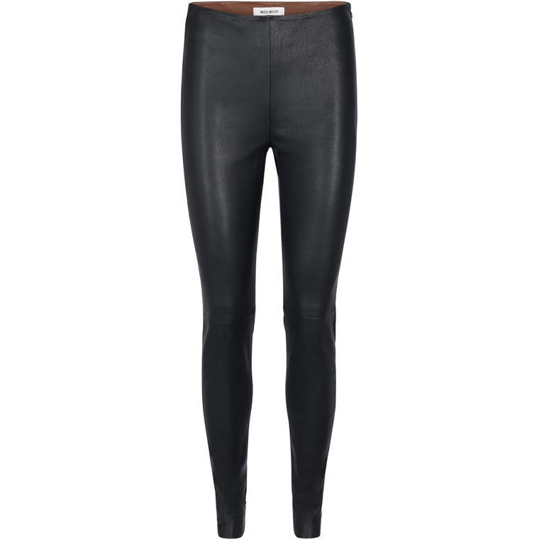 Mos Mosh Lucille Stretch Leather Leggings, Sort